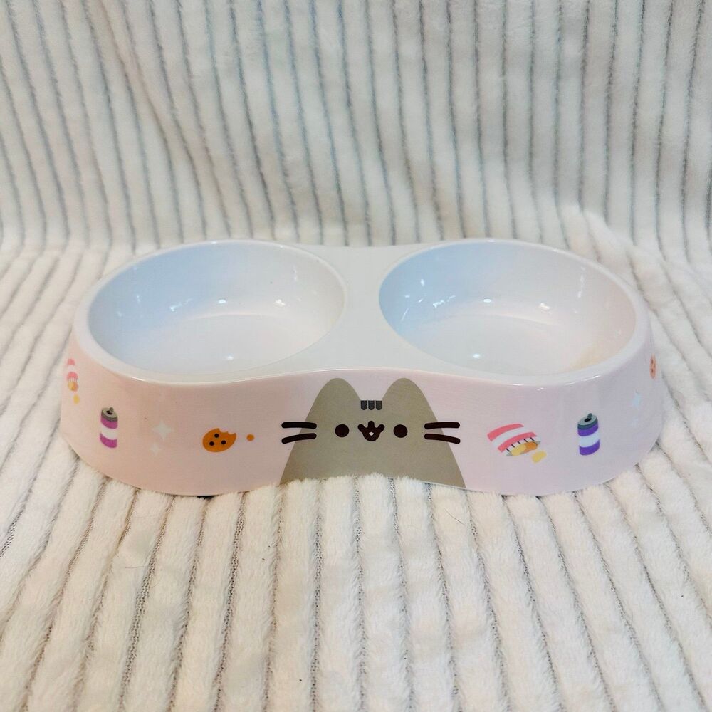 Pusheen Pet Food and Water Bowl Double Pink Snacks Drinks Culturefly Kawaii